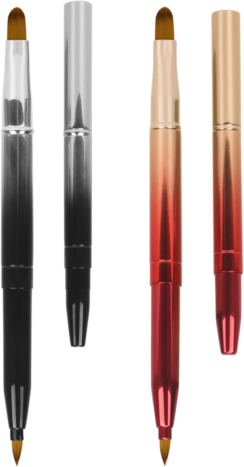 Unaone [2 Pack] Lip Brush for Lipstick, Retractable Lip Brushes, Dual-Ended Makeup Brush for Lipstick Lip Gloss, Include Lid