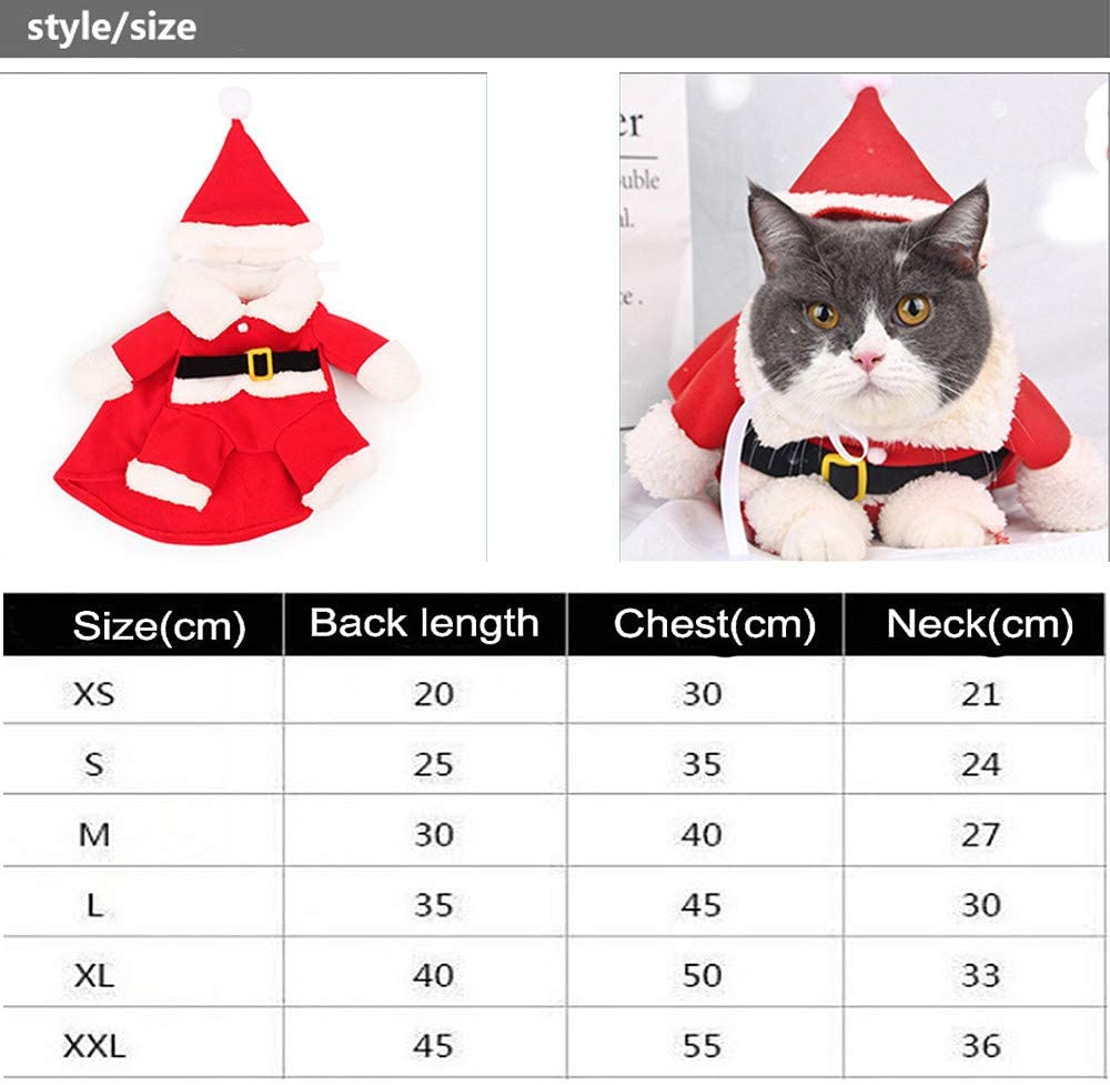 CENZICOM Pet Christmas Costumes Dog Cat Christmas Santa Suit Pet Cosplay Costumes (X-Large) image number 5