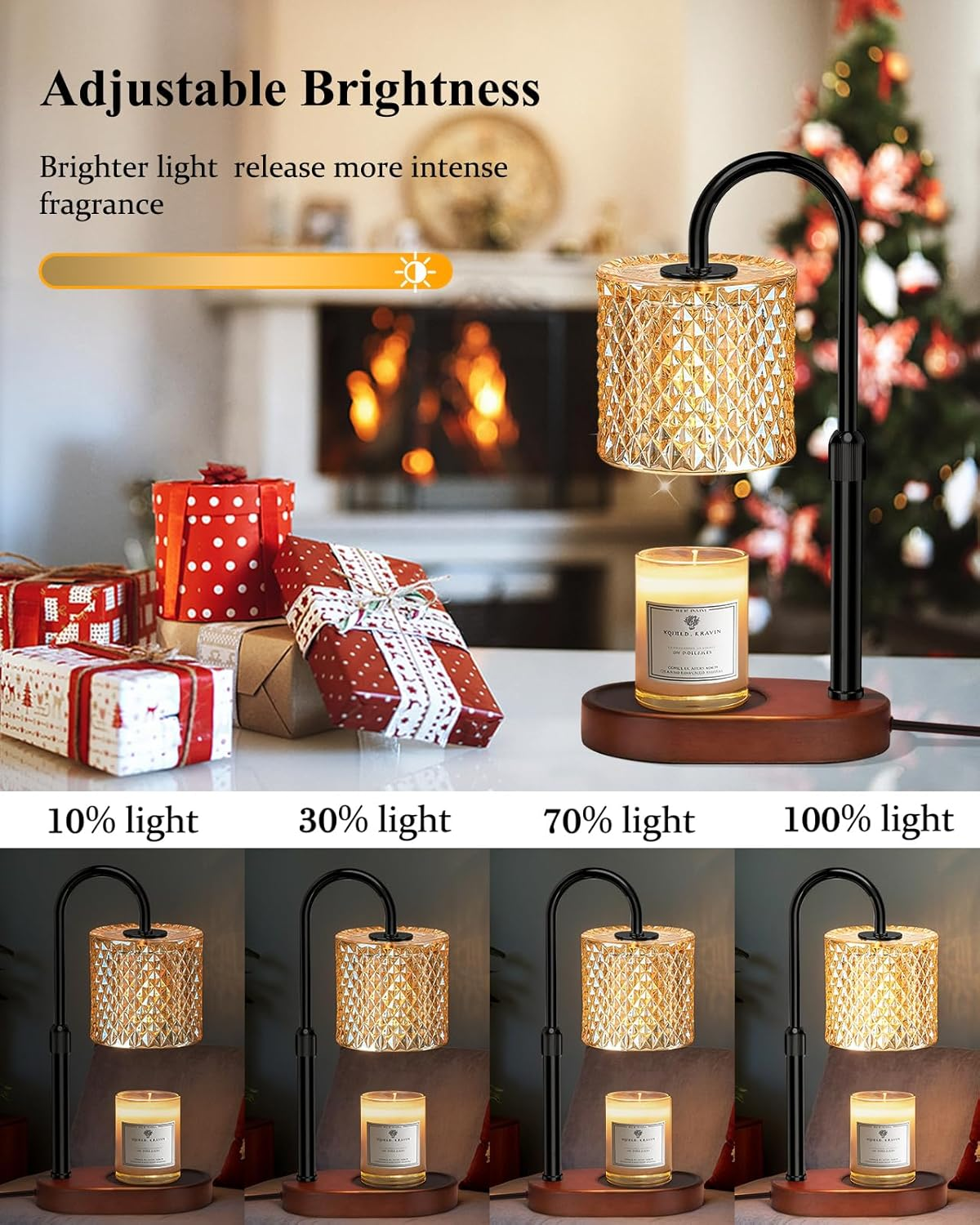 Candle Warmer Lamp with Timer, Candle Warmer with Dimmer Adjustable Height, Christmas Birthday Women,Electric Wax Melt Warmer with 2 Bulbs, Home Decor Women House Warming Gifts image number 4