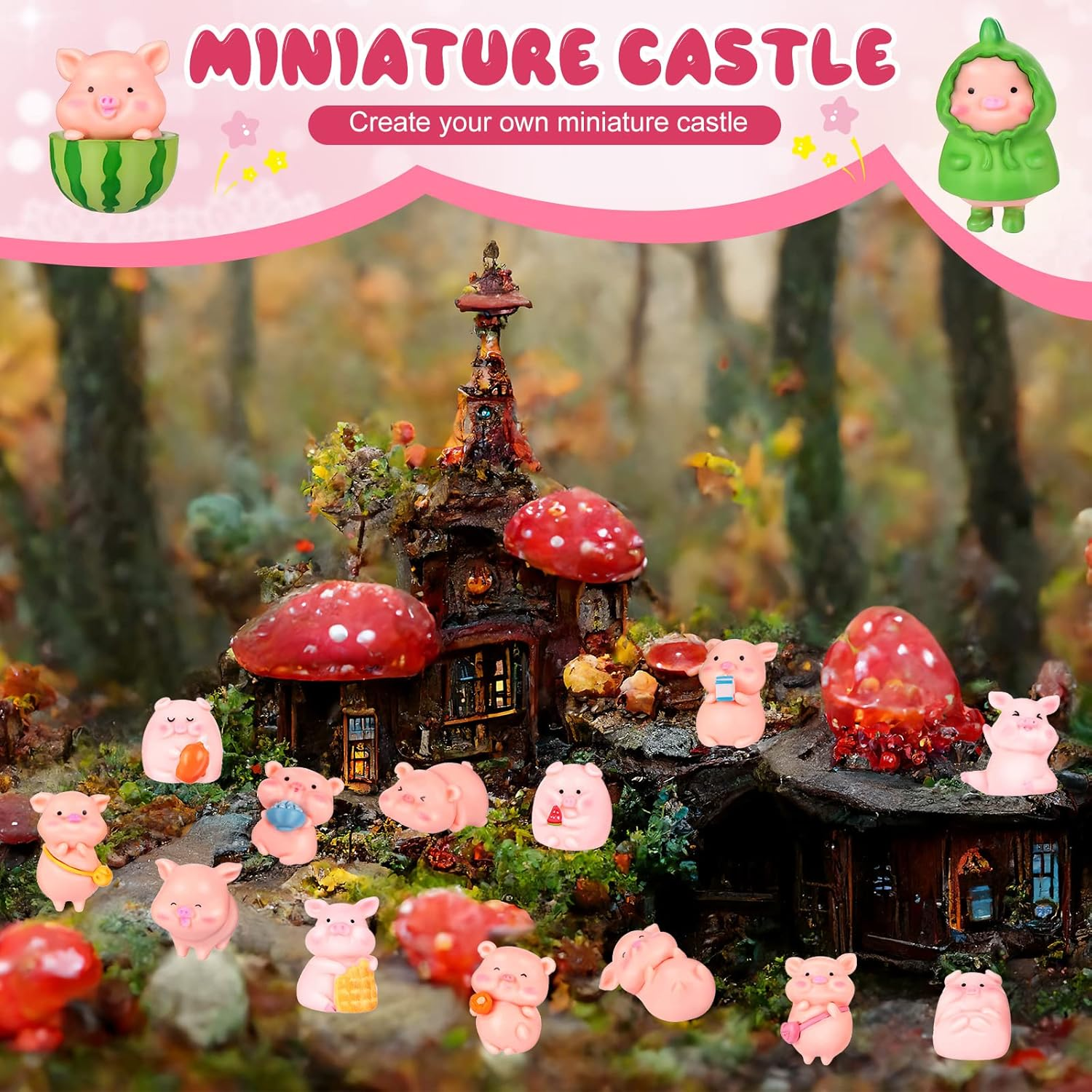 Maitys 31 Pieces Cute Pink Piggy Miniature Figurines Toys Pig Decor Toy Figurine Waterproof Tiny Party Decorations Mini Resin Garden for Cake Toppers Moss Landscape DIY Terrarium Crafts image number 6