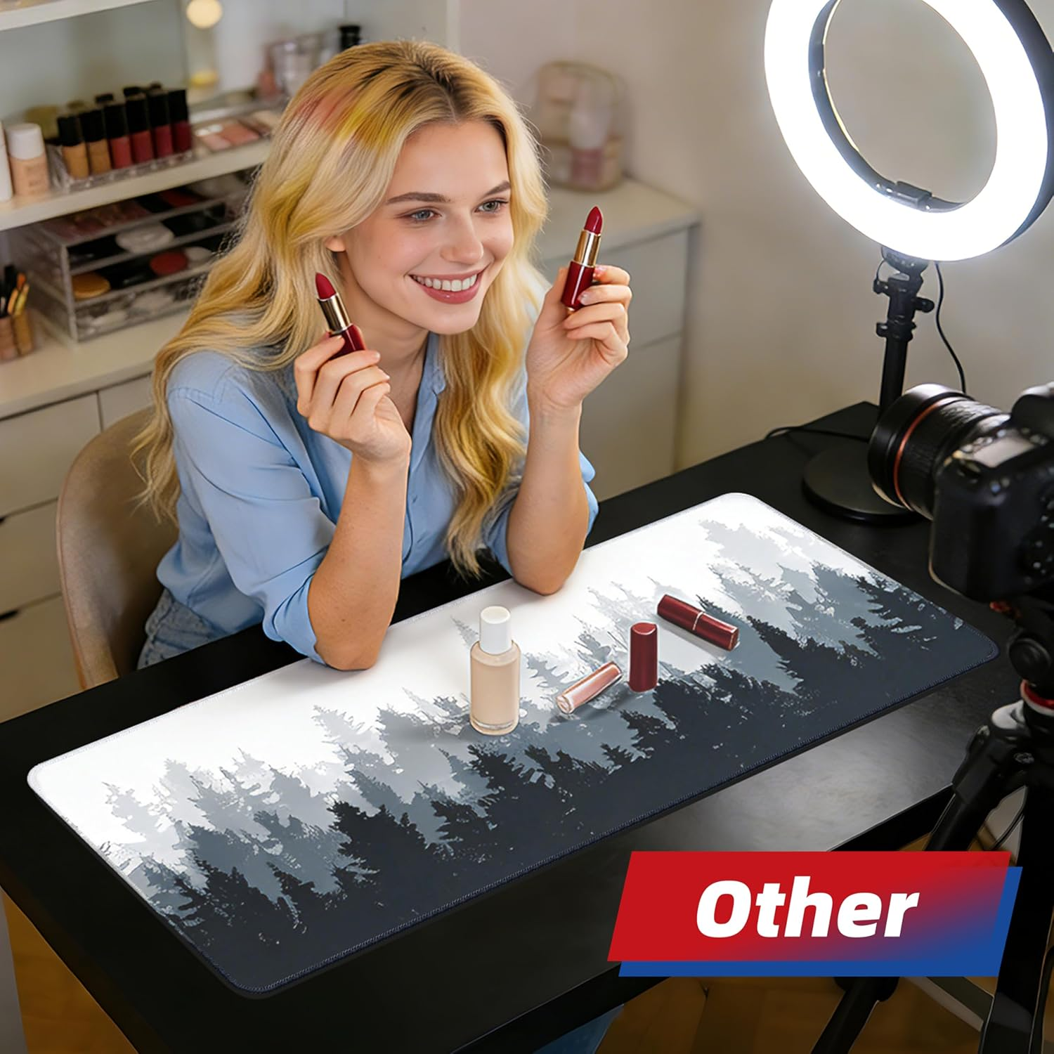 Galdas Gaming Mouse Pad Forest Background Pattern XXL XL Large Mouse Pad Mat Long Extended Mousepad Desk Pad Non-Slip Rubber Mice Pads Stitched Edges Thin Pad (31.5X11.8X0.08 Inch)-Tree