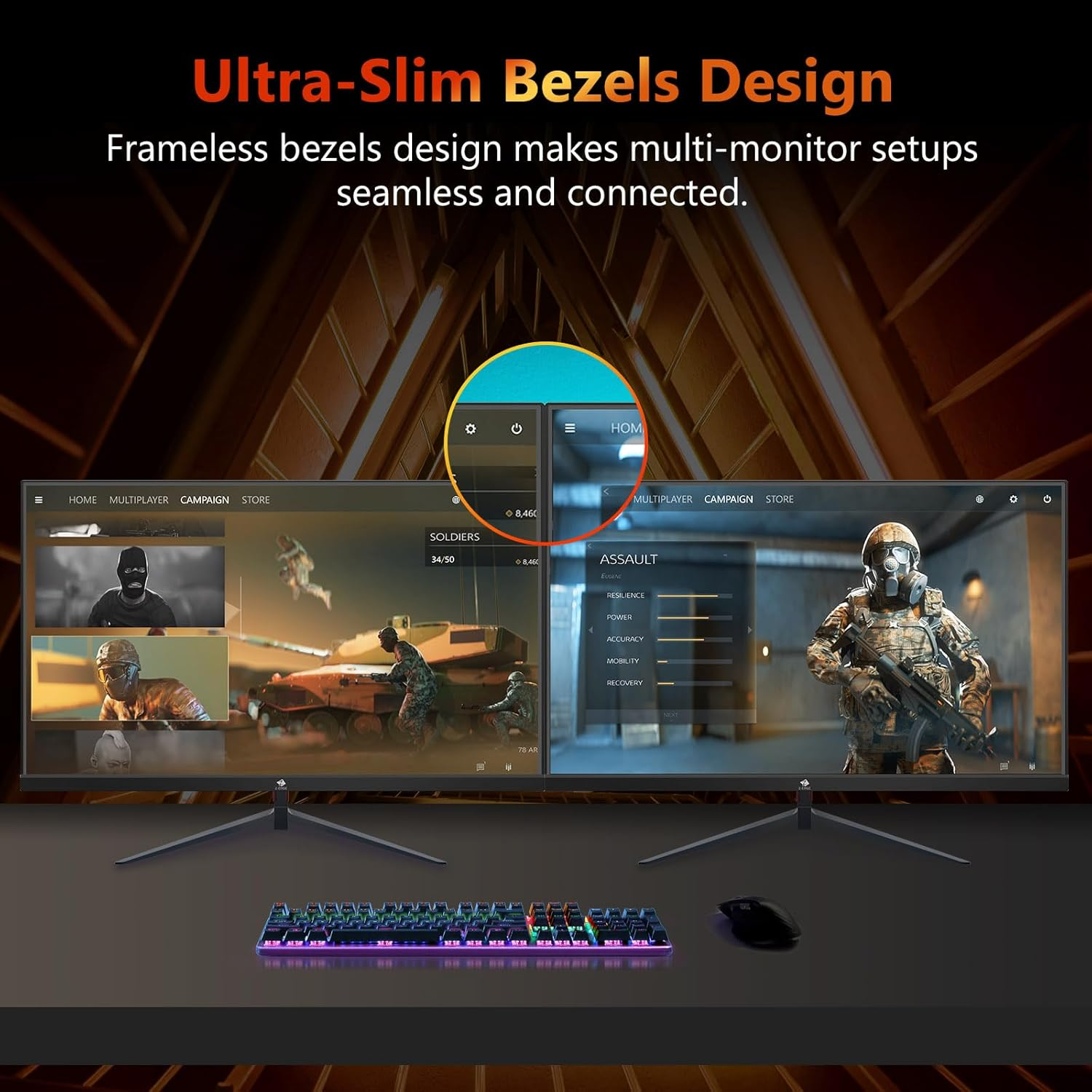 Z-Edge 25 Inch (24.5 Inch) Gaming Monitor 240Hz 1Ms MPRT Full HD VA Panel, Ultra-Thin Bezel, Freesync, HDMI2.0 & Displayport1.4, VESA Mountable, Black image number 2