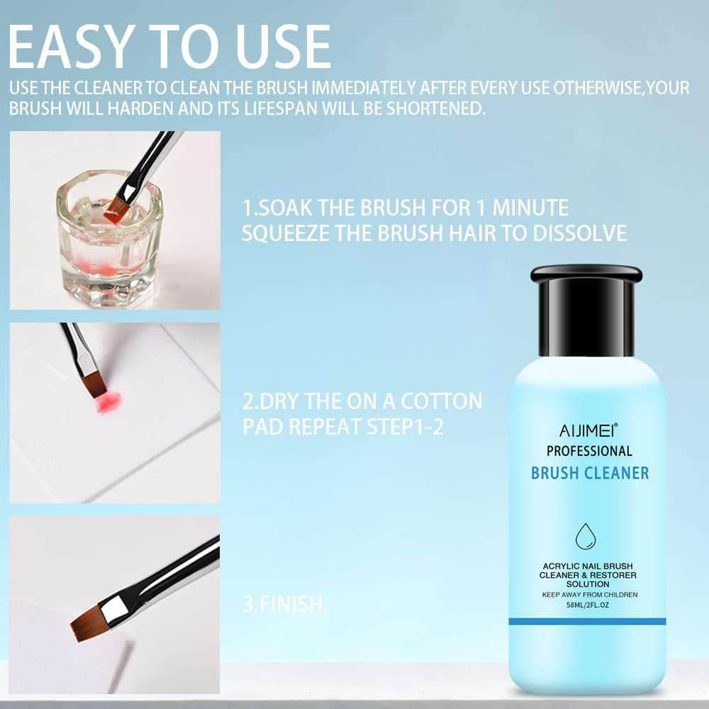 AIJIMEI Acrylic Nail Brush Cleaner Acrylic Brush Cleaner Liquid Acrylic Paint Brush Cleaner Nails Artist Acrylic Brush Cleaner 58Ml 2.1 FL.OZ image number 4