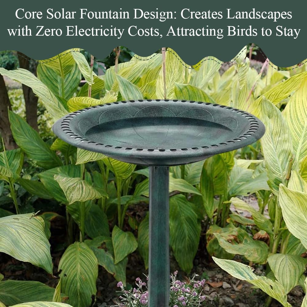 Outdoor Garden Birdbath, Vintage Freestanding Bird Bath, Bird Bath Feeder, Suitable for Outdoor Use on Patios, Yards, Lawns, Gardens, Patio Decorations, and Birdwatchers(Green) image number 2