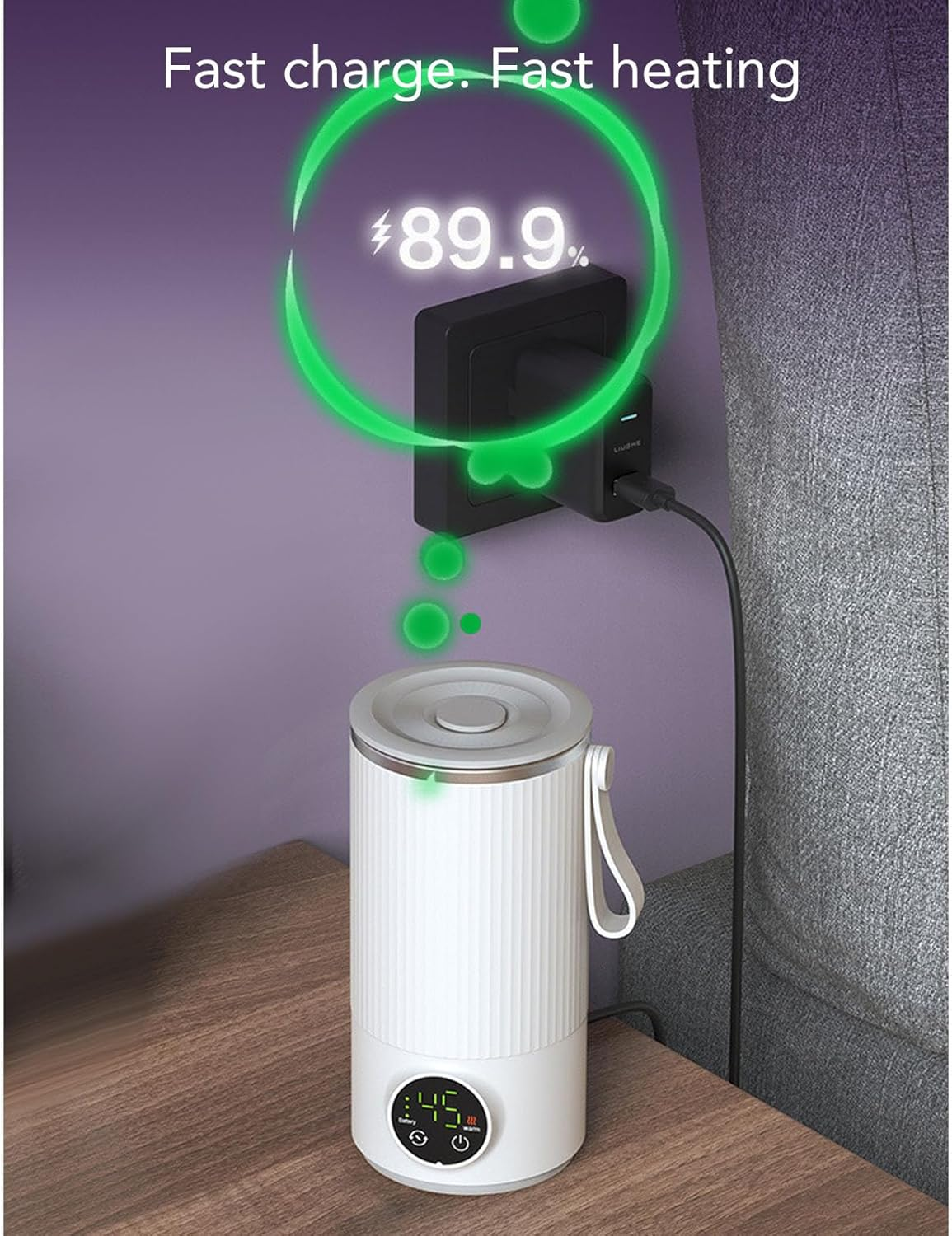 Cordless Portable Milk Warmer Mixer, Electric Milk Frother, Fast Heating, Automatic Shutdown, Built in Rotating Stirrer, for Coffee Milk, 400ML, Keep Warm image number 1