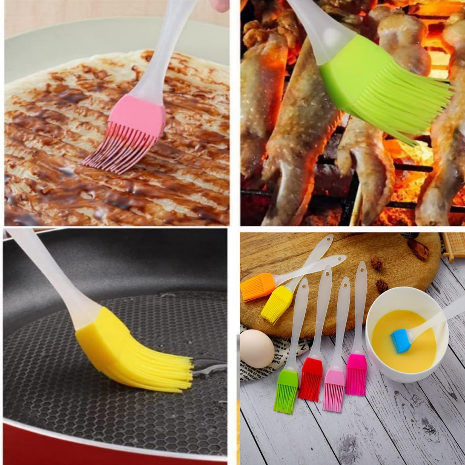 6Pcs Silicone Egg Ring Mold, Non Stick Fried Egg Mold round Egg Cooking Rings with Handle Heat Resistant Omelette Mould for Cooking and Frying,With2 Silicone Brushs