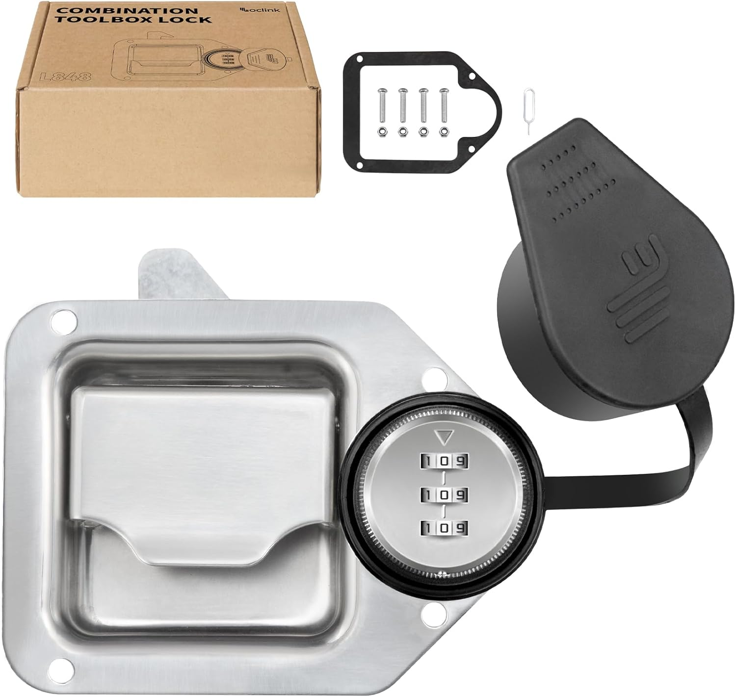 Black Truck Box Latch Replacement Kit, Paddle Latch Tool Box Locks with Keys,Truck Box, Trailer Door, RV, Camper, Storage Box, 111.5 * 83.2Mm