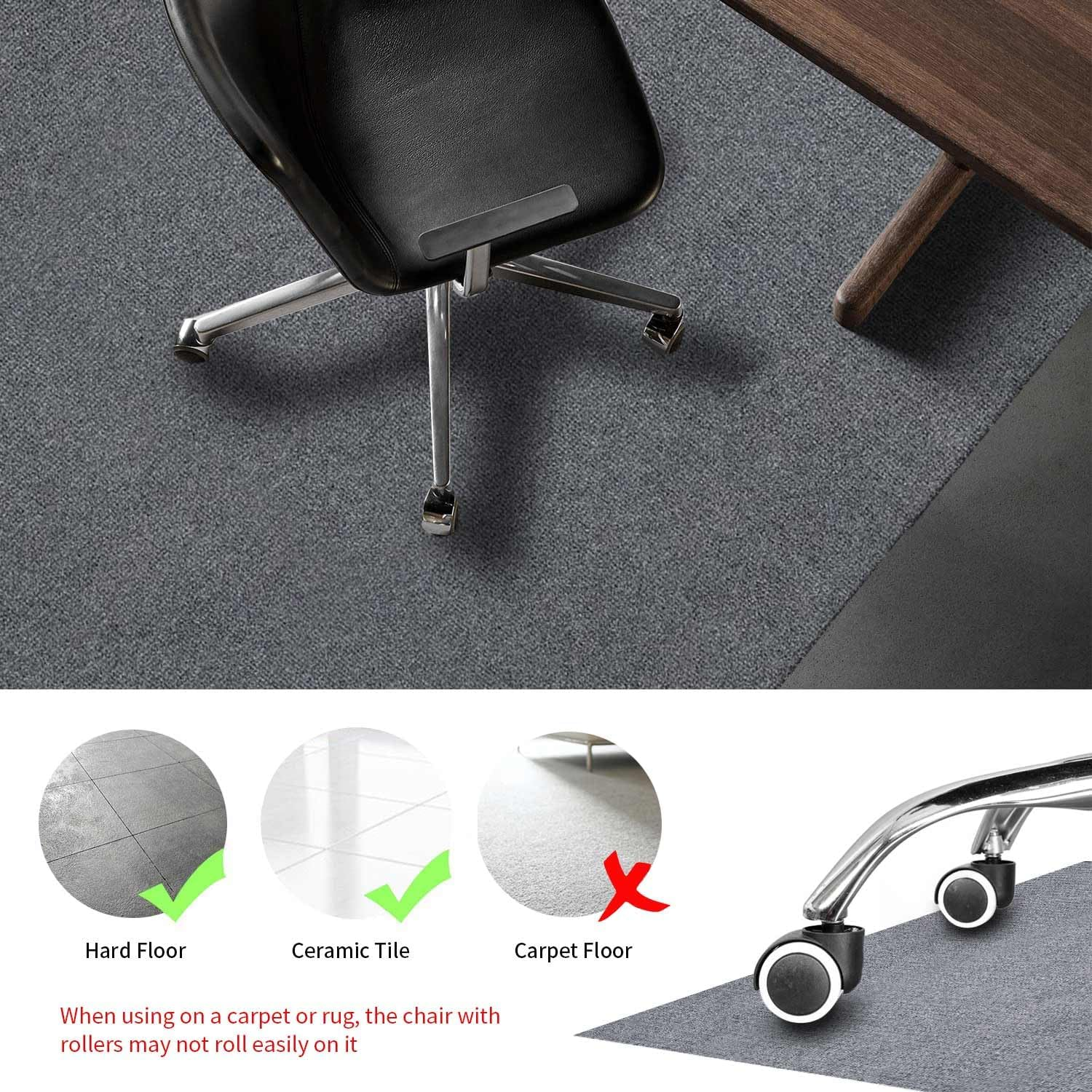 Office Chair Mat 130X160Cm Chair Mat with Non-Slip TPR Rubber Backing Protector Mat for Hardwood Tile Floor,Cuttable,Light Gray