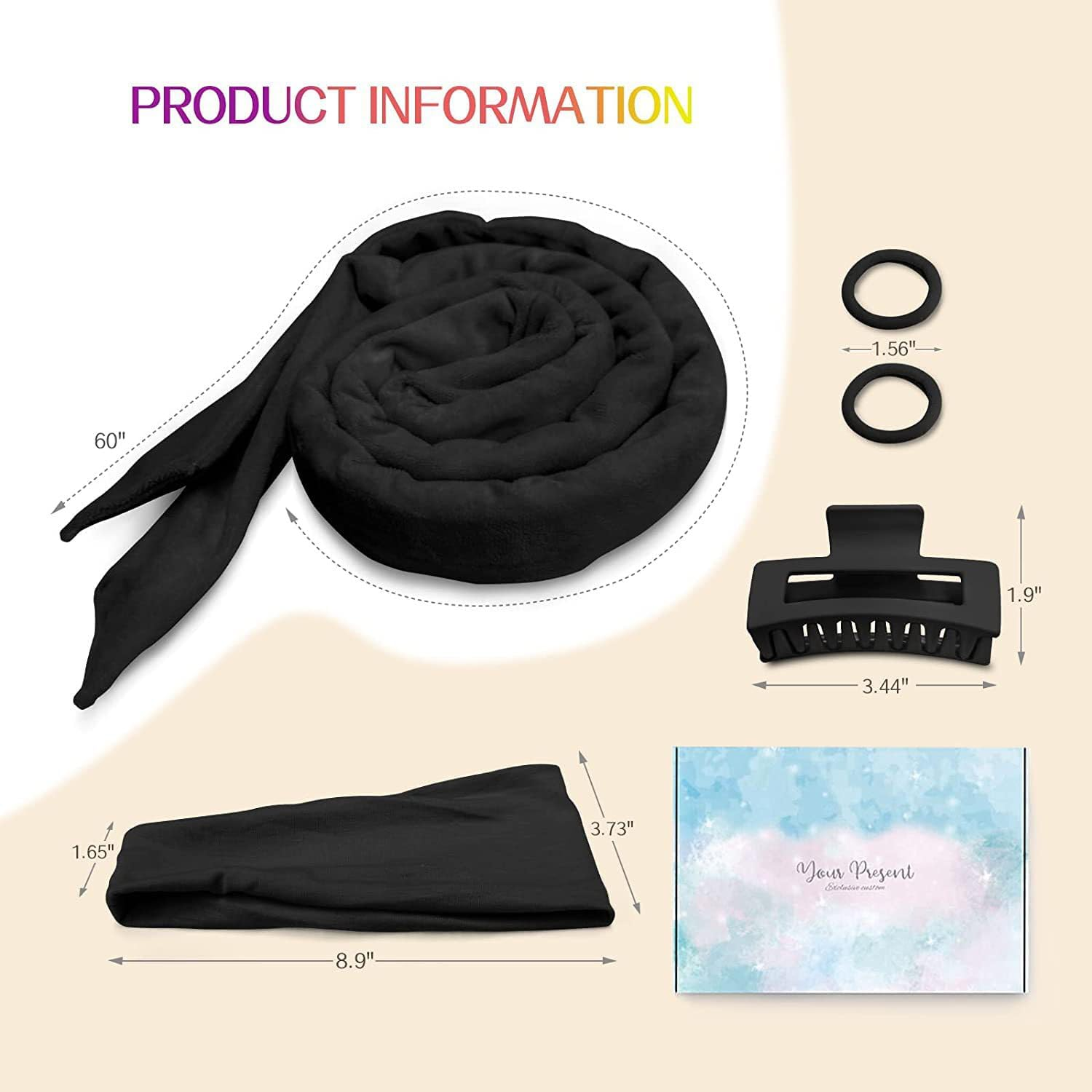 JIEYUCHU Curlers Curls without Heat, DIY Heatless Hair Curler Set, Manual Headband Curler, Hair Band, Wave Formers Overnight for Medium Long Hair (Black)