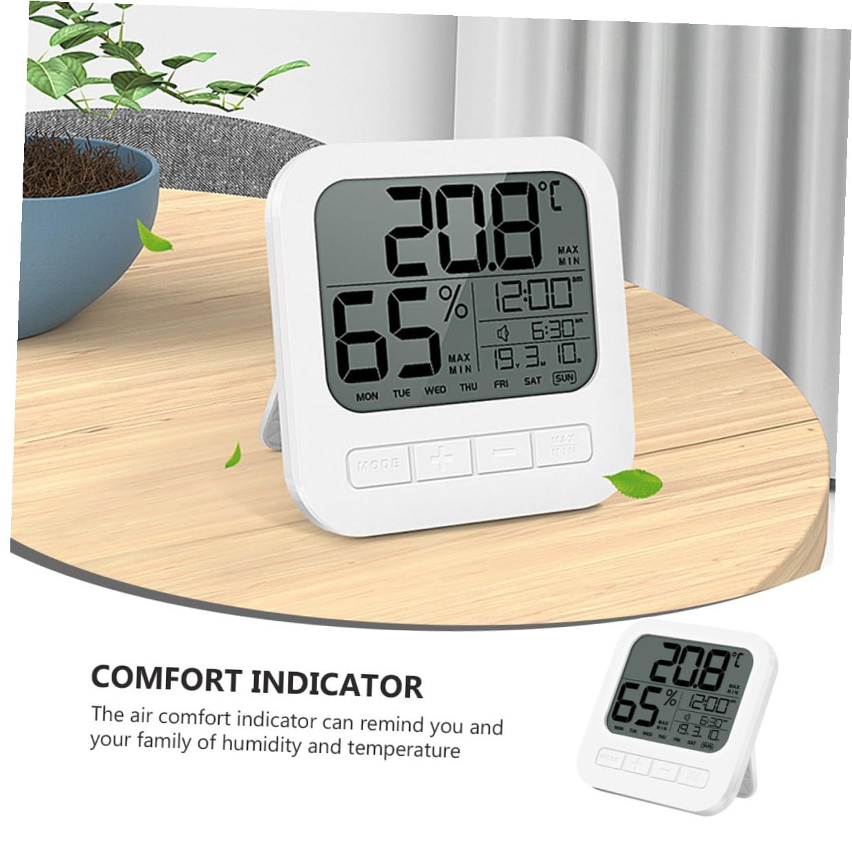 DOITOOL Digital Hygrometer for Home High-Precision Sensor Temperature and Humidity Display LCD Screen and Multiple Installation Options for Living and Office Use image number 3