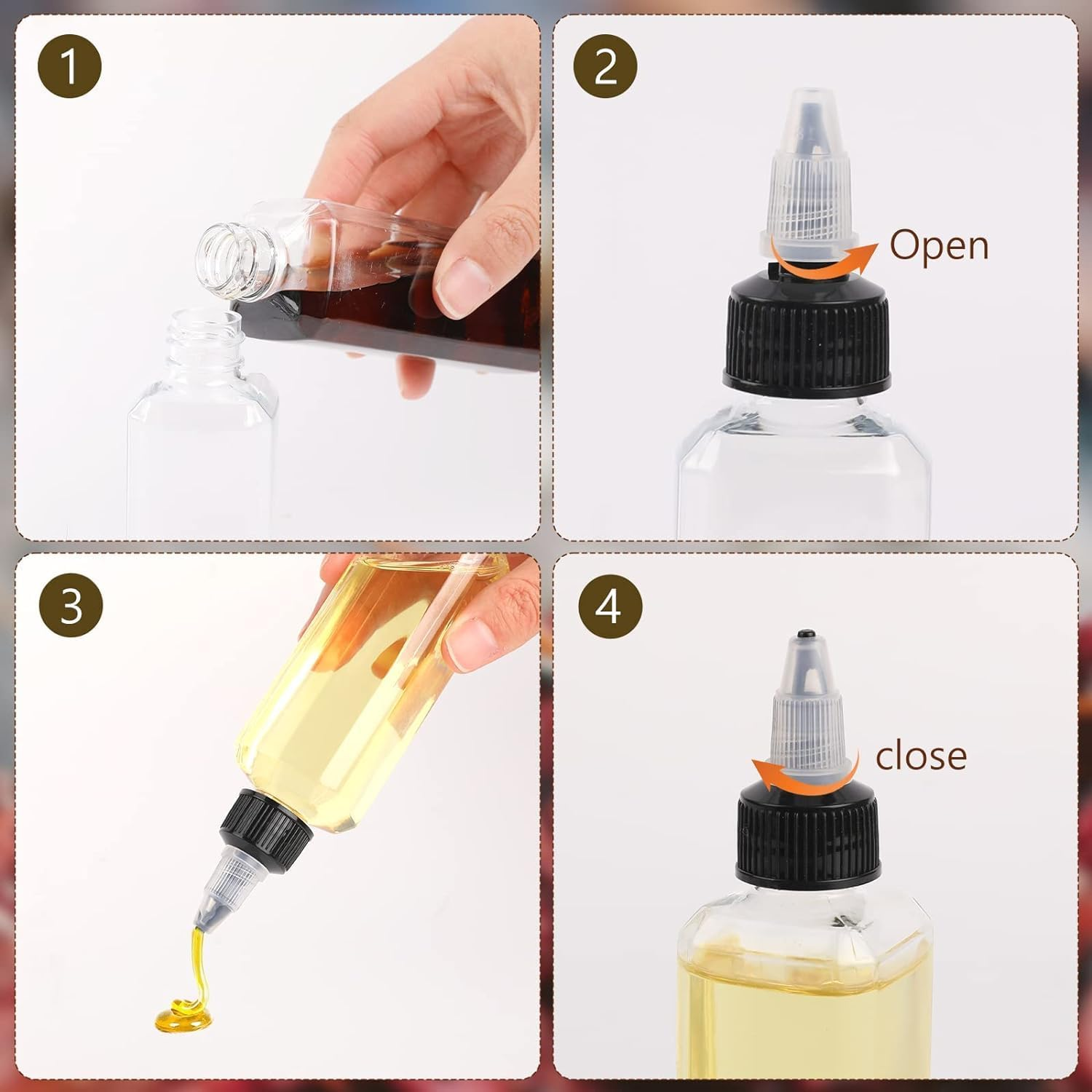 8 Pcs Oil Squeeze Bottles 3.4 OZ Empty Bottles with Twist Top Cap Plastic Liquid Condiment Container Leak-Proof Dispensing Bottles for Oil Soy Sauce Vinegar Syrup Ketchup