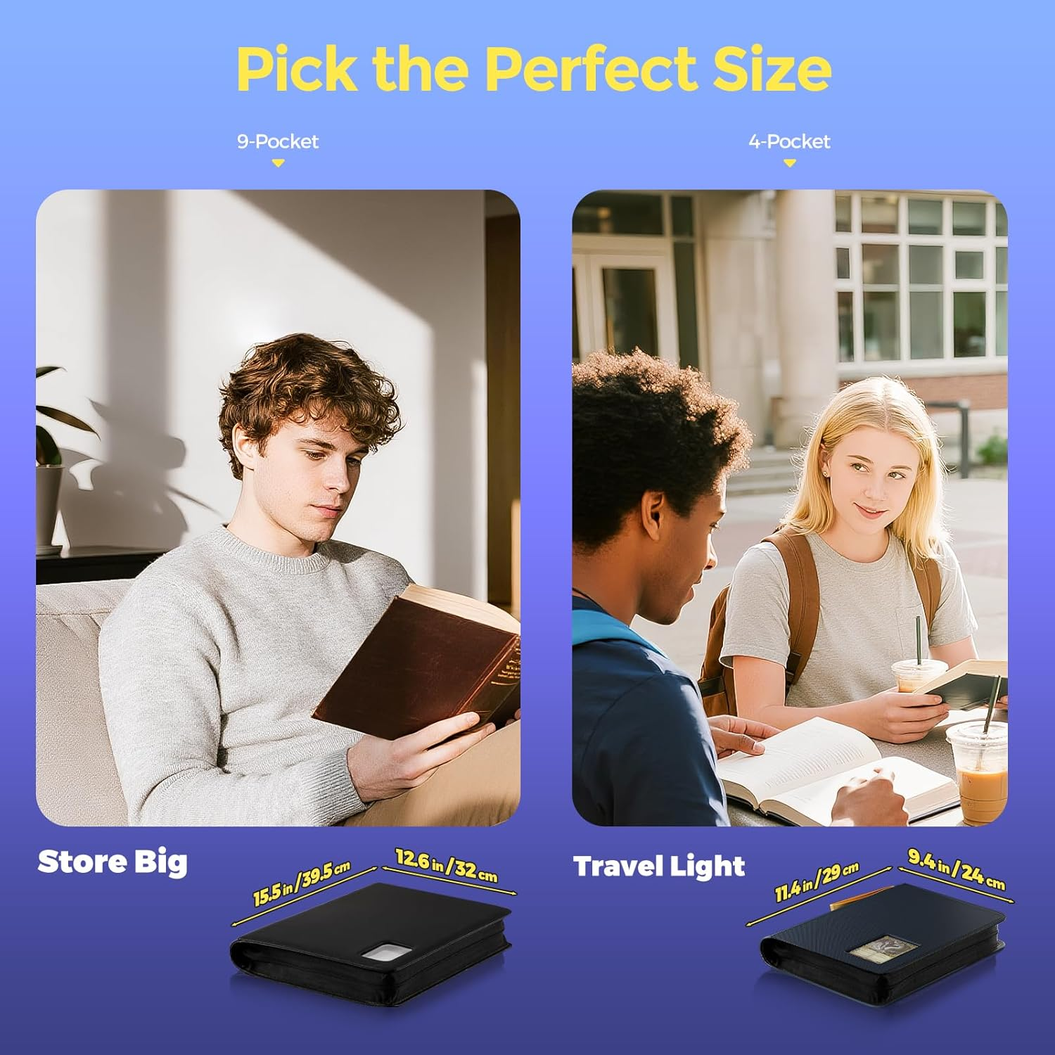 Procase Top Loader Binder for Cards, 4 Pocket Collection Binder Holding 144 Trading/Sports Cards, Compatible with TCG, MTG in 3"X4" Toploaders -Navy image number 4