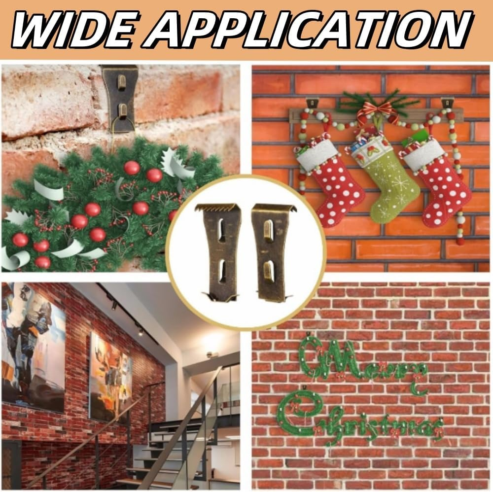 Jindizi 10Pcs Brick Hook Clips Heavy Duty Hanging Clips Brick Clamps Outdoor Brick Hangers Wall Clips without Drilling for Hanging Outdoor Home Decoration image number 3