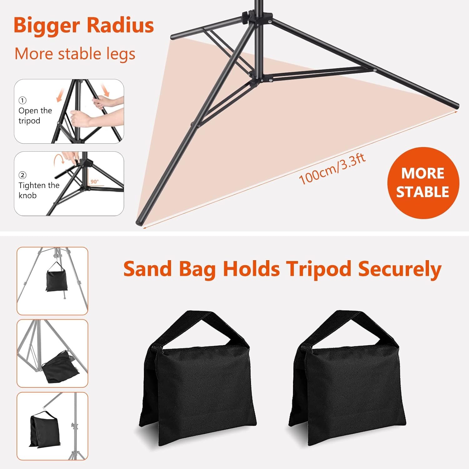 MSKIRA Photo Backdrop Stand 7.5X10Ft Adjustable Background Stand Support System Kit with 6 Spring Clamp, 2 Sandbag & Backdrop Clips for Photoshoot, Portrait, Studio Photography, Parties, Wedding