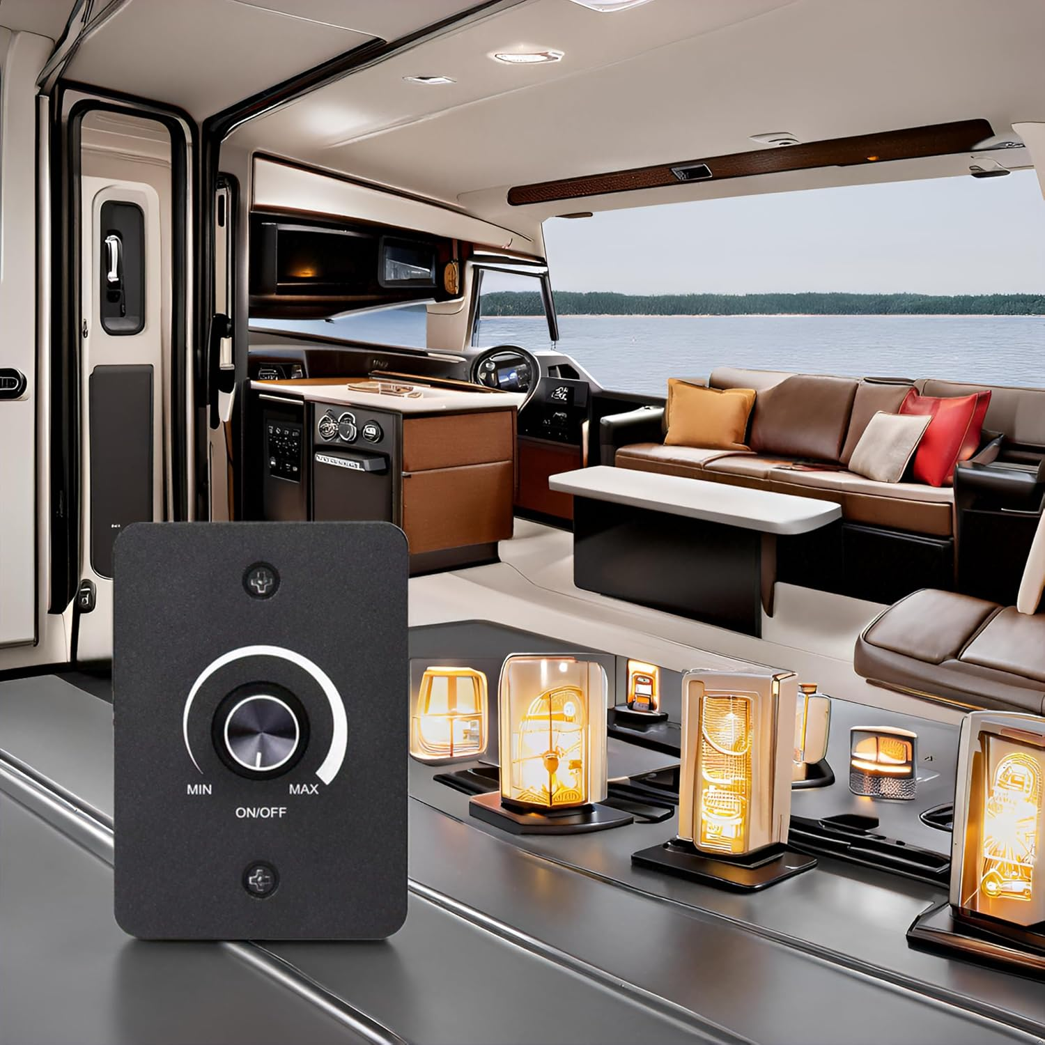 Clearhill DC 12V 5A High Side PWM LED Dimmer Switch, 70Mm X 50Mm,3 Wire Stepless Dimmer for RV, Boat, Truck, Trailer Lights (Black) - Black image number 4