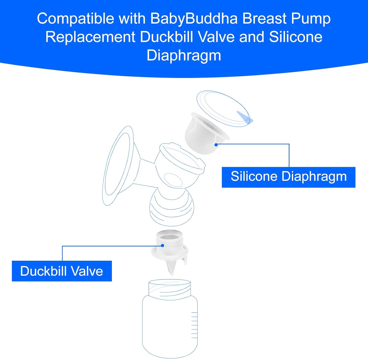 PEUTIER 12Pcs Replacement Breast Pump Parts for Babybuddha, 8 Duckbill Valves & 4 Silicone Membrane Breast Pump Accessories for Babybuddha Zoomee Z1/Z2 Motif Medical Twist (BPA Free & DEHP Free) image number 2