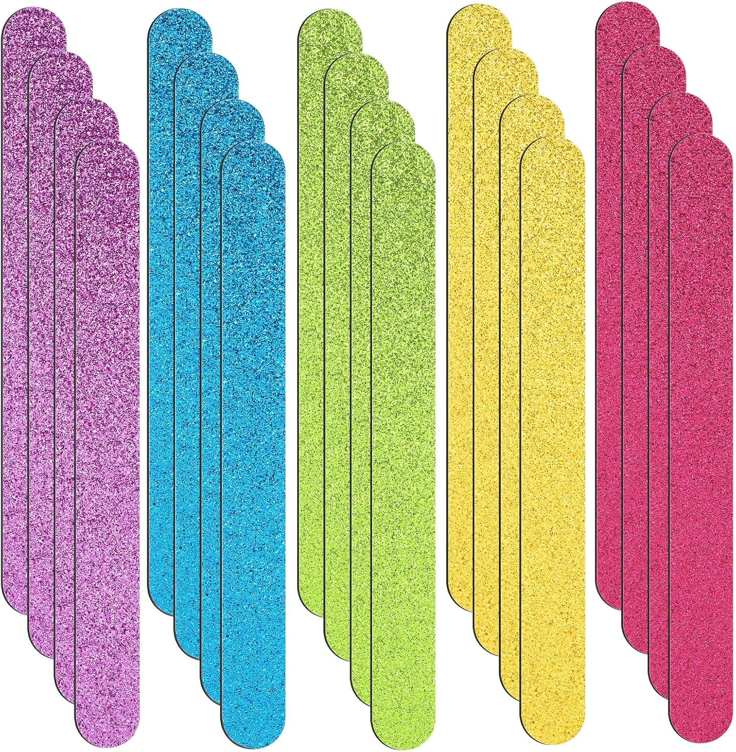 50 Pieces Glitter Nail File Colorful Strips Nail Bulk, Manicure and Pedicure Nail Buffers, Double Sided Filer for Women Shaping Smoothing Toenails and Fingernails