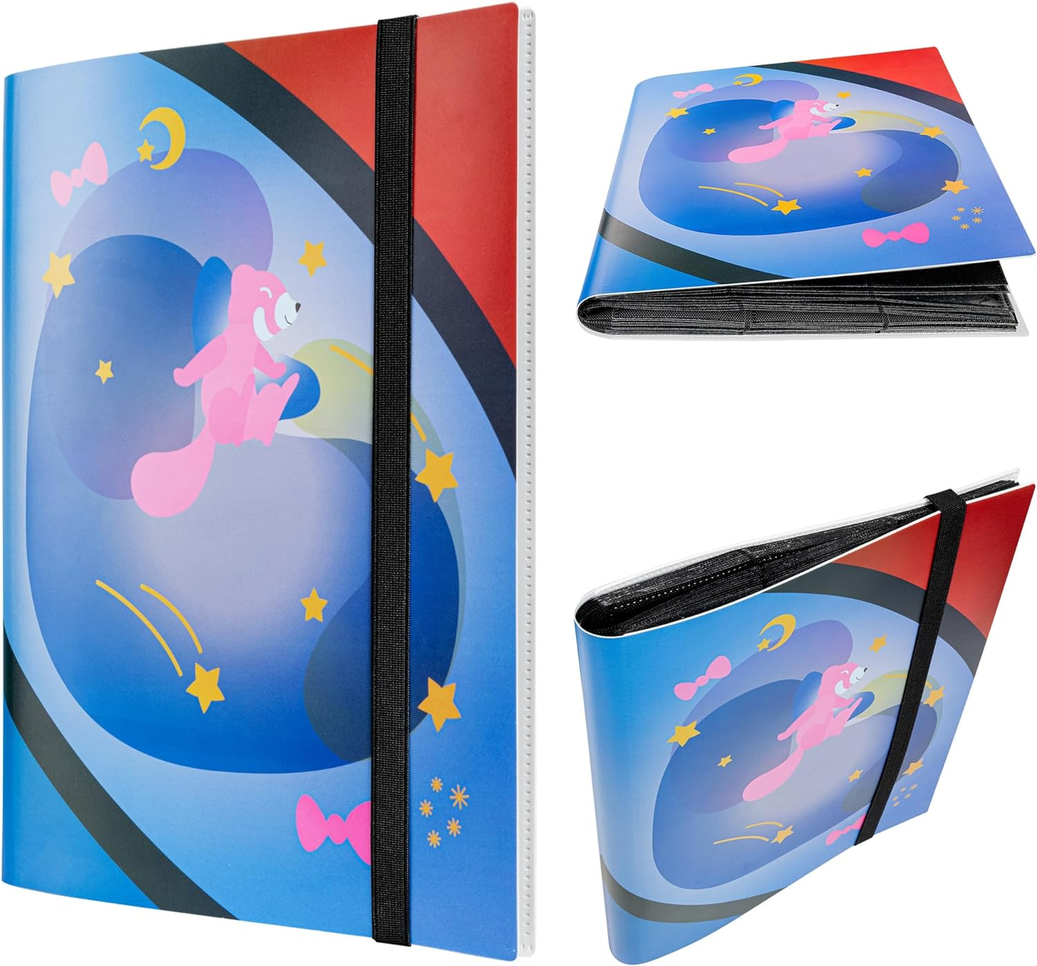 Trading Card Binder, 9 Pockets Card Album Folder, 360 Ringless Side-Loading Game Cards Holder Book for TCG, Multicolor image number 1