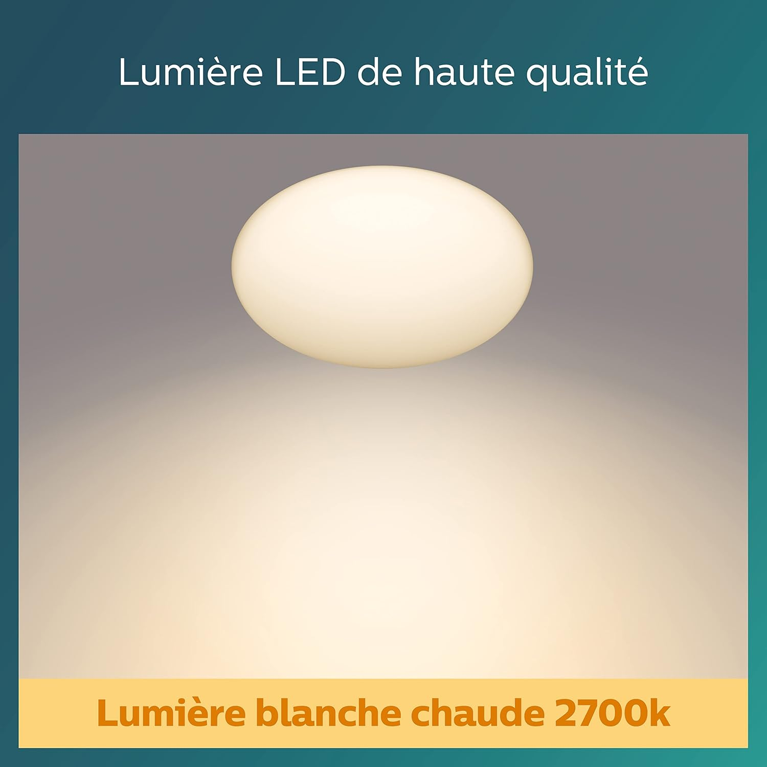 Philips LED Shan Ceiling Light with Motion Sensor 2700K 12W [Warm White - White] for Indoor Home Lighting, Livingroom and Bedroom image number 1