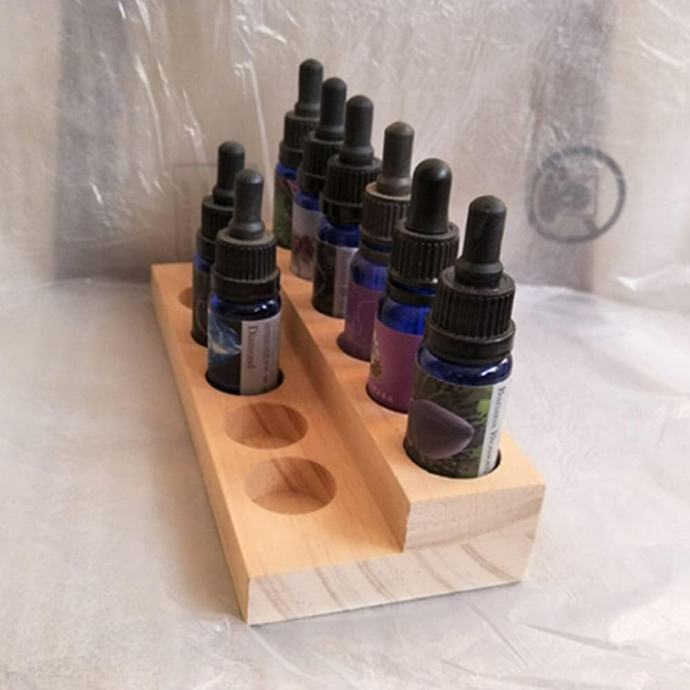 2 Tiers 11 Slots Oil Display Rack, Wooden Exquisite Stands Shelf Nail Polish Storage Organiser Aromatherapy Bottles Presentation Shelf image number 1