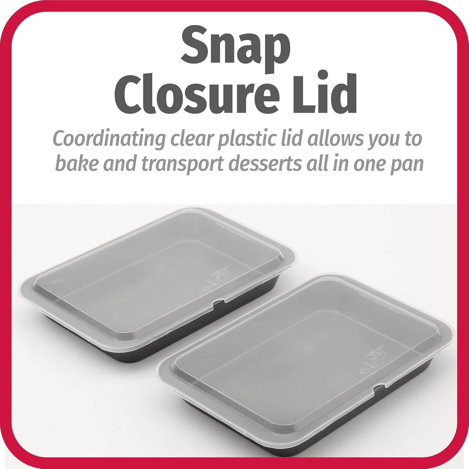 Goodcook Set of 2 Nonstick Steel 13" X 9" Cake Baking Pans with Covers, Gray image number 4