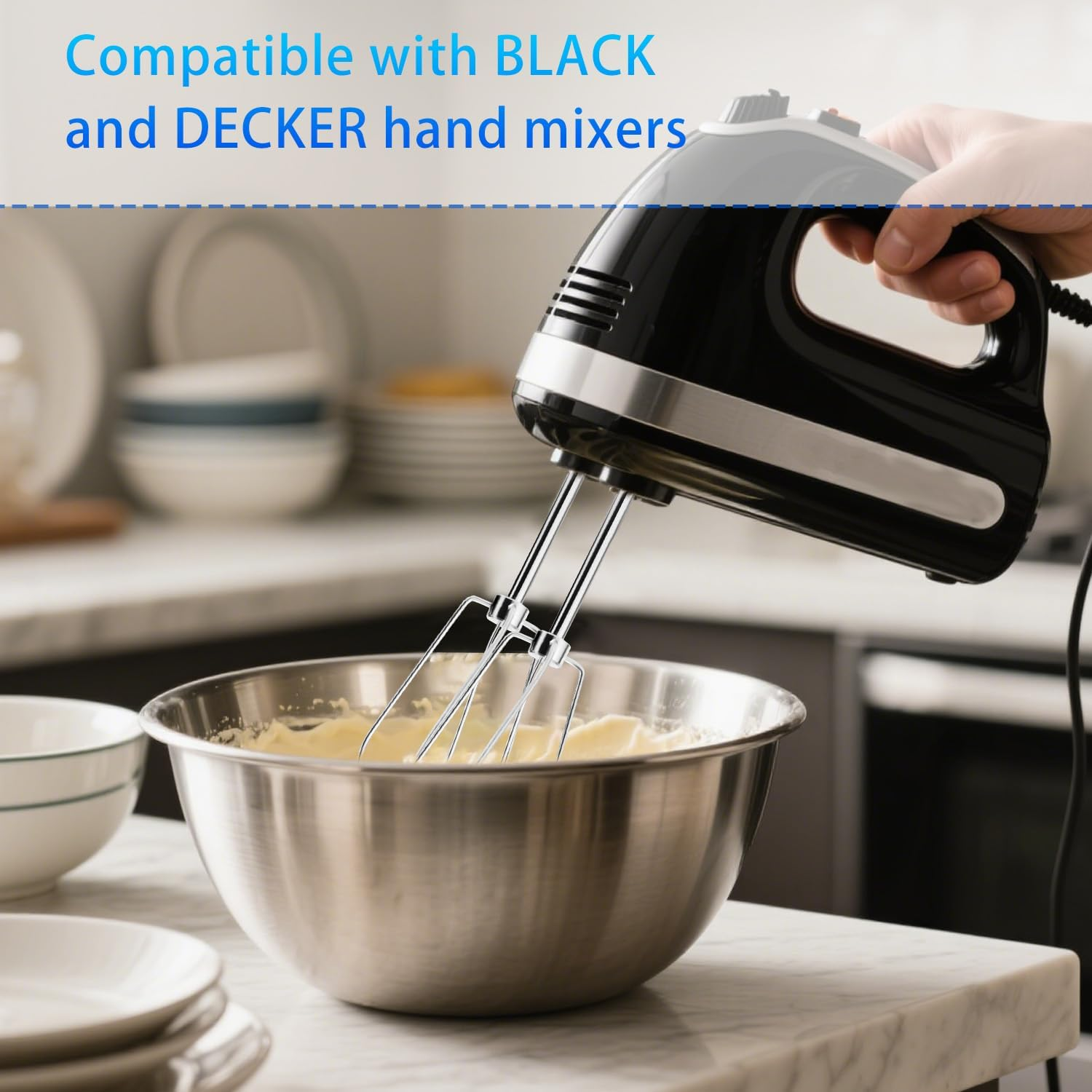 Lyreh 2Pcs Hand Mixer Beaters Attachments Compatible with BLACK & DECKER, Universal Stainless Steel Hand Mixer Turbo Beaters Replacement for Cooking and Baking Tool Accessory