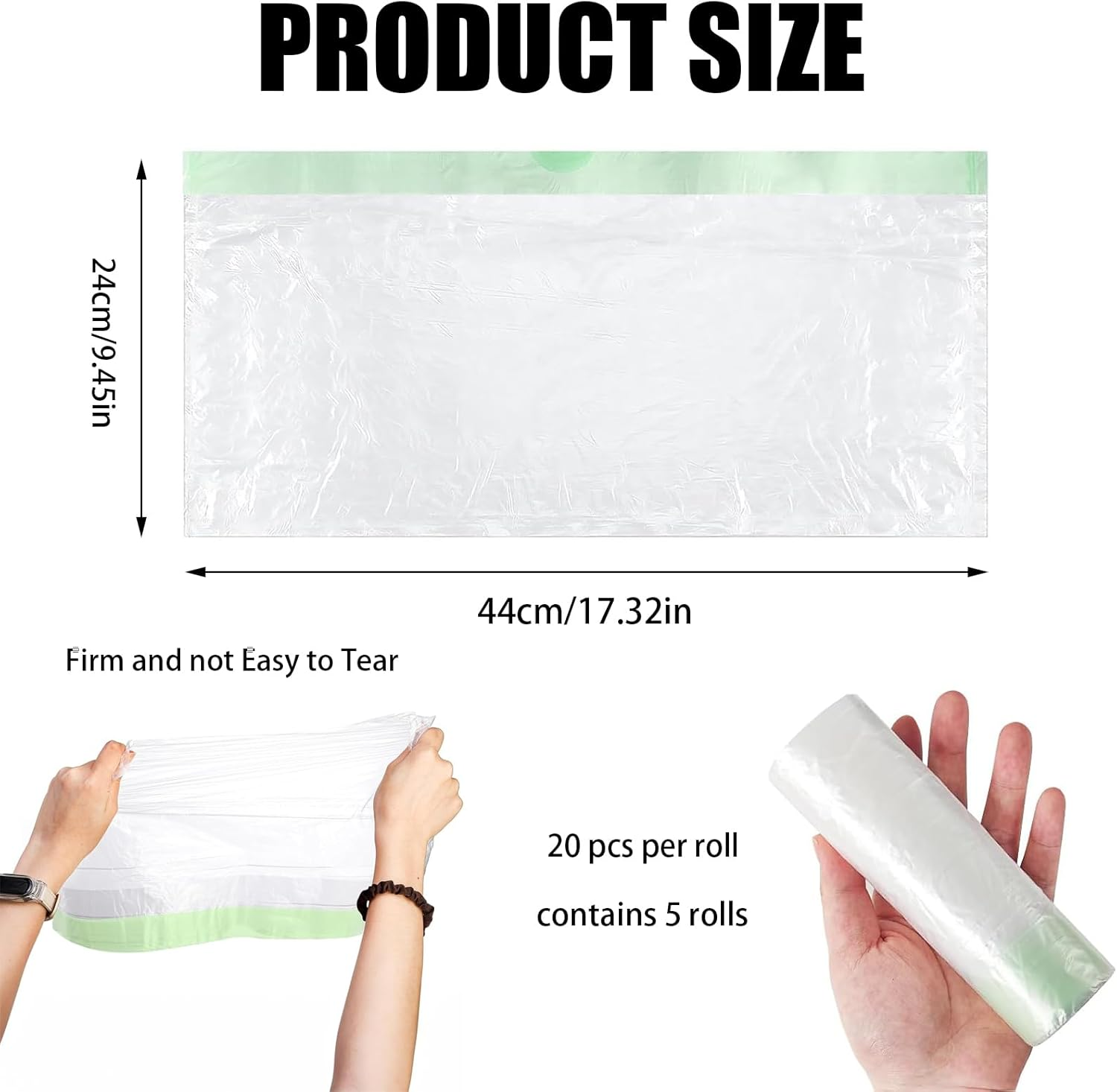 100 PCS Training Seat Cleaning Bag, Toilet Seat Cleaning Bag with Drawstring,Portable Universal Potty Trainer Liners, Suitable for Pet Outdoors (17.32" X 9.45"Inch) image number 6