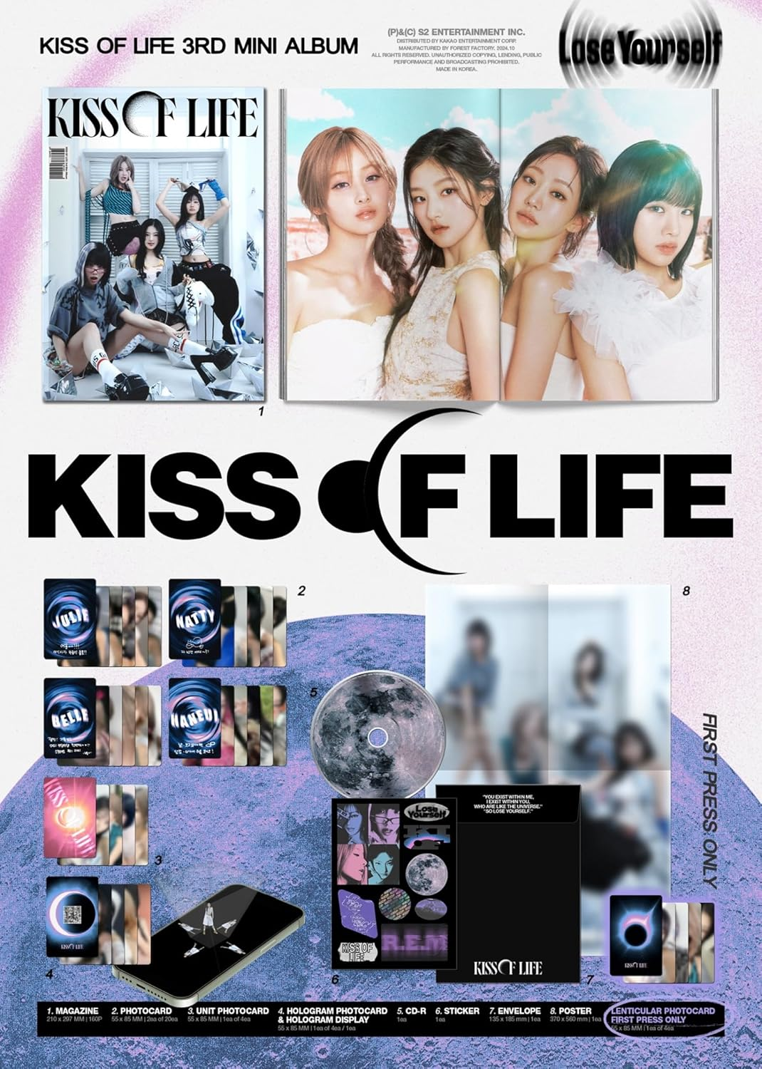 KISS of LIFE Lose Yourself 3Rd Mini Album Magazine Version Cd+1P Folded Poster on Pack+160P Booklet+2P Photocard+1P Unit Photocard+1Ea Hologram Photocard&Display+1Ea Sticker+Tracking Sealed KOL KIOF image number 4