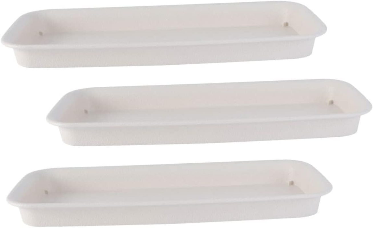 3Pcs Rectangular Plastic Flowerpot Trays Balcony Gardening Pot Drip Saucers 21X8.5Cm Leakproof Water Collecting Plates for Indoor Outdoor Plant Containers