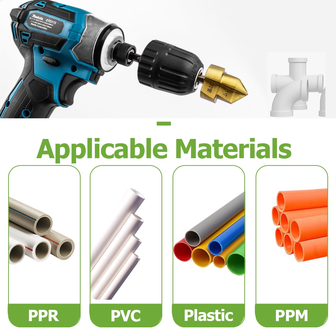 3 Pcs PPR Lifting Step Drill Bits, 1/4" Hex Shank Water Pipe Expansion Drill Lift Stepped Reamer Drill Bit Set Tube Reaming Plumbing Puncher Repair Tool for 1/2" 3/4" 1" Pipes image number 2