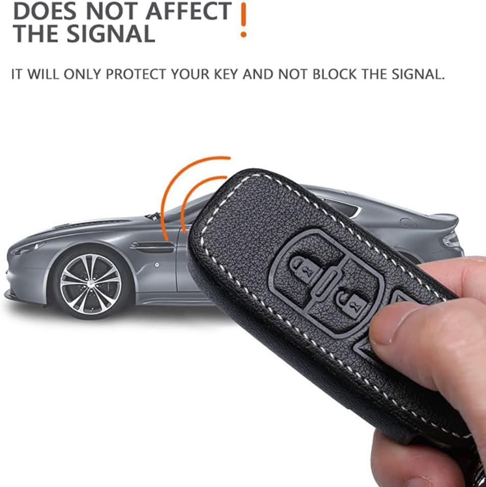 Ontto Leather Car Key Fob Cover Fit for Mazda 3, Alexa Keyring for Mazda 3, CX-30, CX-5, CX-9, 3 Sedan 2019 2020 Accessories Key Case Key Holder Keychain Protector 3 Buttons Pink image number 2