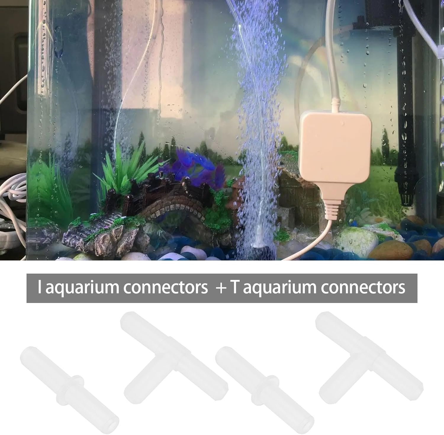 Ecsing 30PCS Aquarium Airline Connectors Air Line Tube Plastic Connector Aquarium Staight Connector I Connector T Connector for Air Line Tube 4/6Mm Pump Fish Tank Pond Plastic
