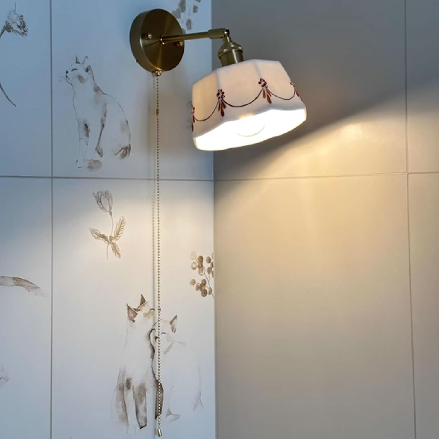 Ceramic Lampshade Wall Light E26/E27 Base Wall Sconces Nordic Modern Wall Mount Lights Wall Lamp for Room Corridor Wall Lighting