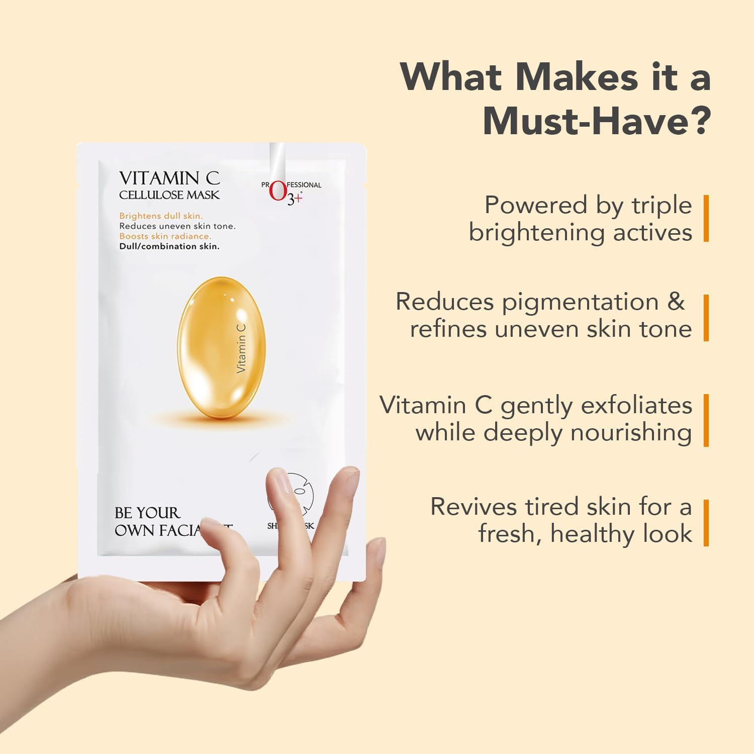 O3+ Facialist Vitamin C Cellulose Sheet Mask for Pigmentation and Uneven Skin (30G) image number 6