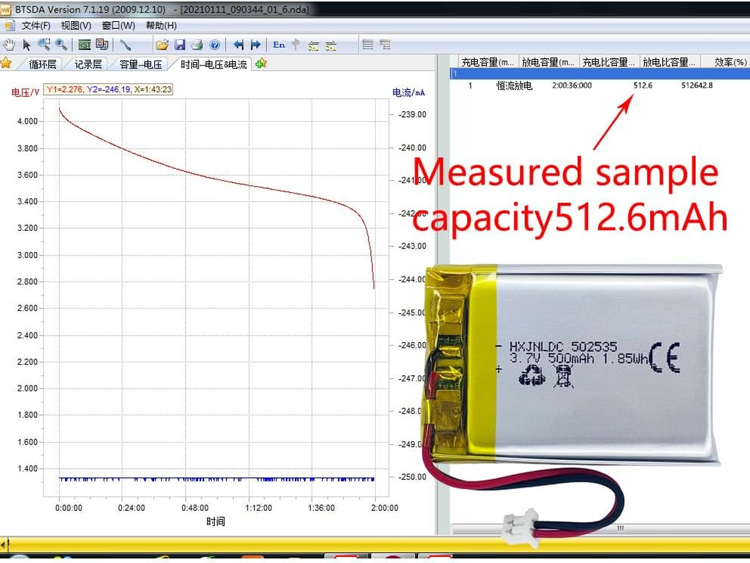 DC 3.7V 500Mah 502535 Rechargeable Lithium Polymer Battery, Suitable for DIY 3.7-5V Electronic Products with Built-In 2-Wire Battery Replacement and LED Lights image number 4