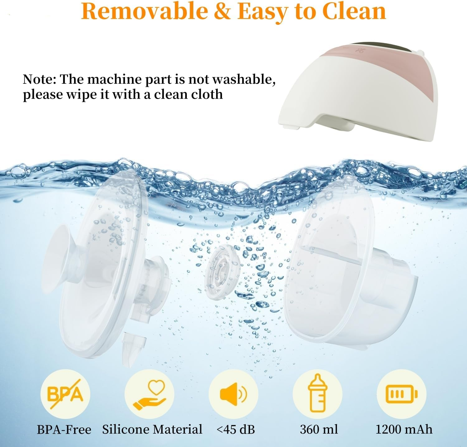 Wearable Electric Breast Pump with Carrying Bag, Hands-Free Breast Pump with 3 Modes & 15 Suction Levels, Portable Electric Breastfeeding Pump Low Noise LED Display 18/20/22/24MM Flanges - 2 Pack image number 3