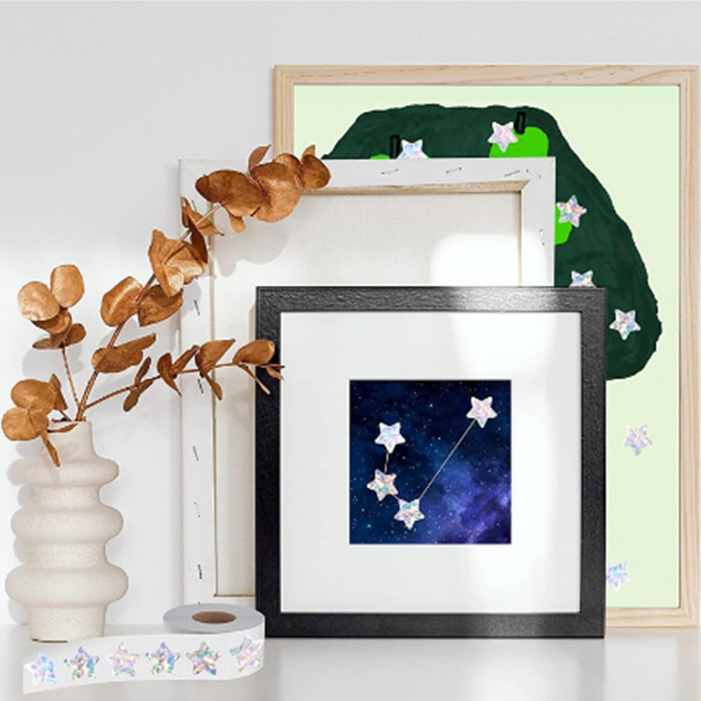 Loopunk 3 Rolls Sliver Star Stickers, Labeling 500 Pieces/Roll,1 Inch Self Adhesive Metallic Glitter Foil Stickers Sparkly Star Stickers Reward Behavior Chart Labels for Kids Students Supplies. image number 2