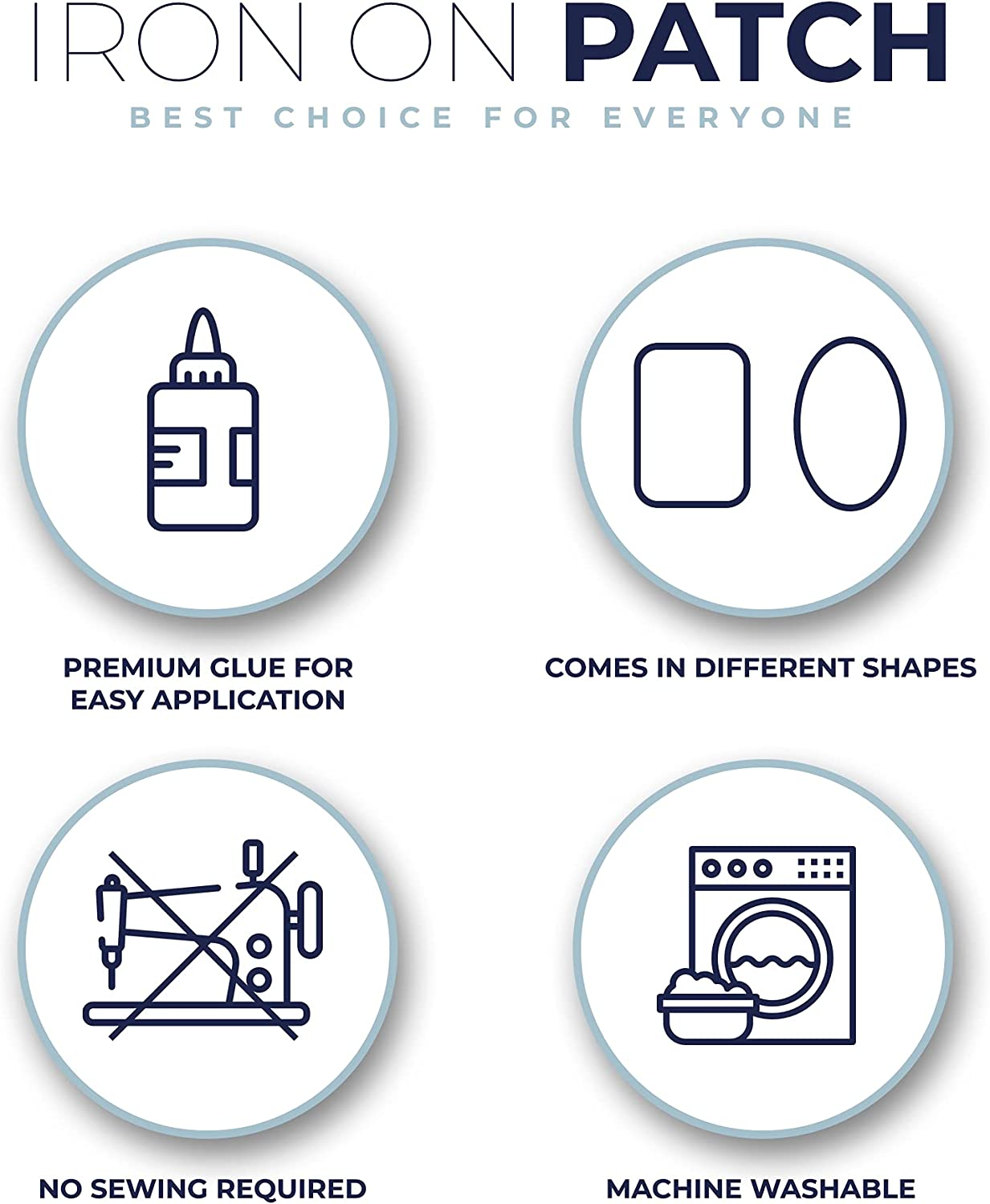 Johnson & Smith Iron on Patches - 12-Piece Iron on Patch for Clothing, Fabric Repair - Adhesive Fabric Patches - Easy to Use, No Sewing Needed - Cool Oval Patches &ndash; Green and Navy