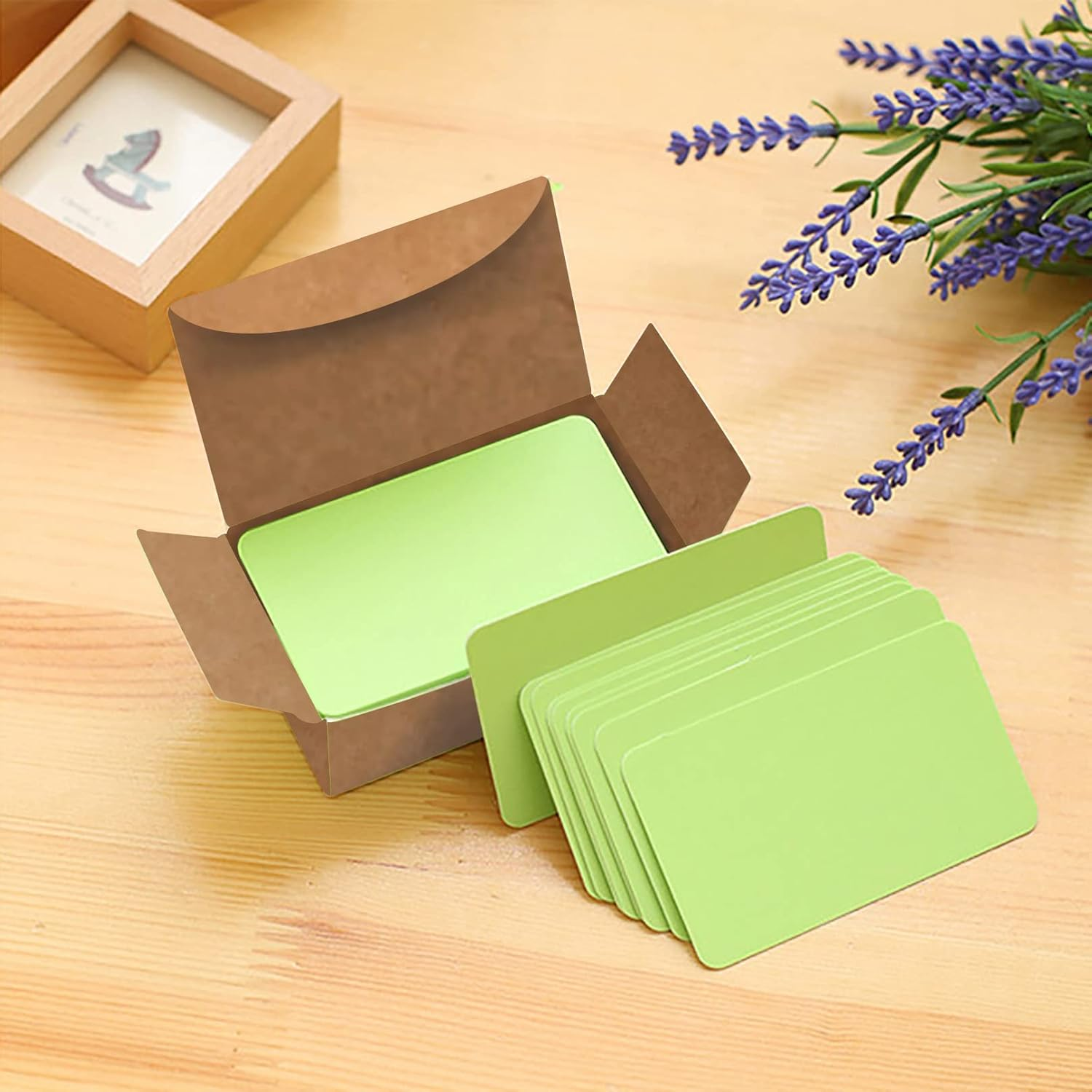 VANRA 300PCS Small Blank Index Cards 3.5X2 Inches Note Cards Study Flash Cards, Word Message Gift DIY Cards Kraft Paper Tags (Assorted Colors Light, 300/Pack) - Assorted Colors Light image number 3