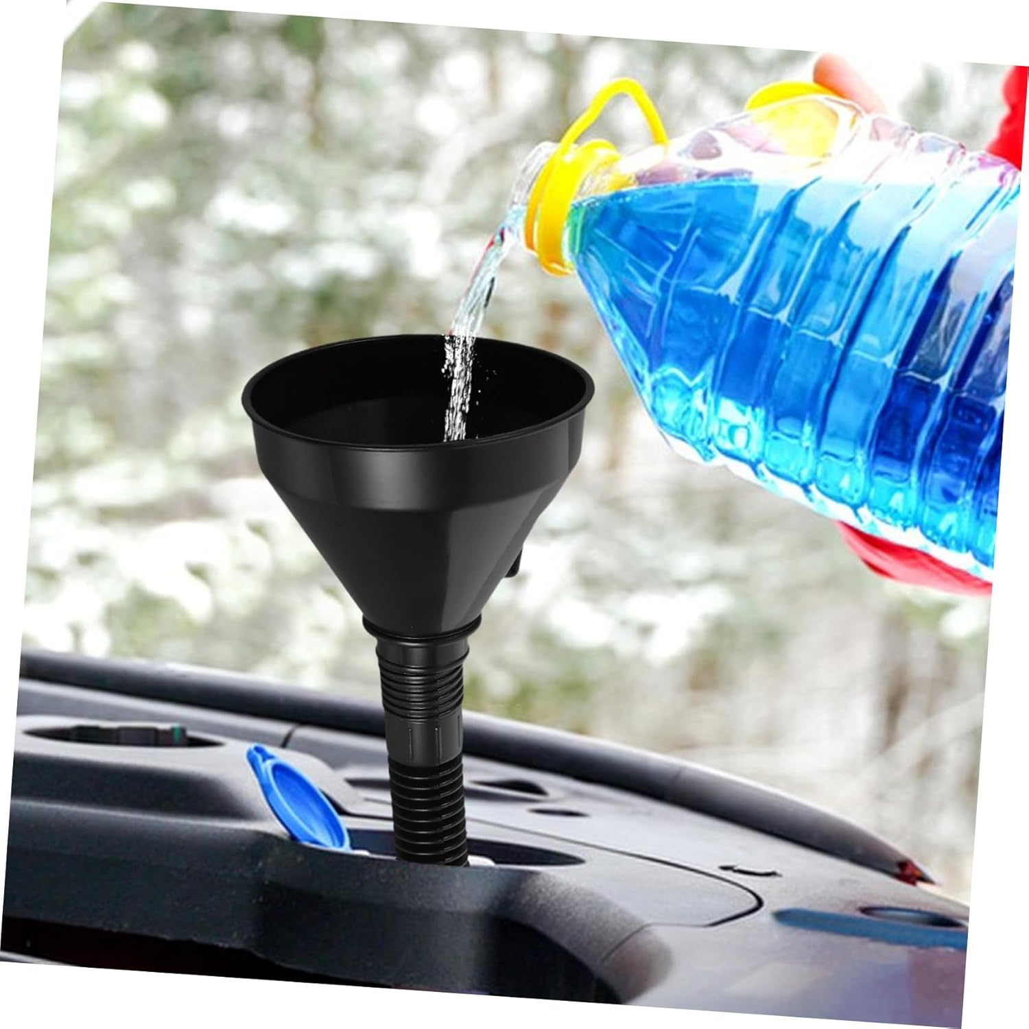 NAMOARLY Heavy Duty Funnel Automotive Use Plastic Long Neck Flexible Hose Oil Coolant Car Motorcycle Travel Kit image number 2