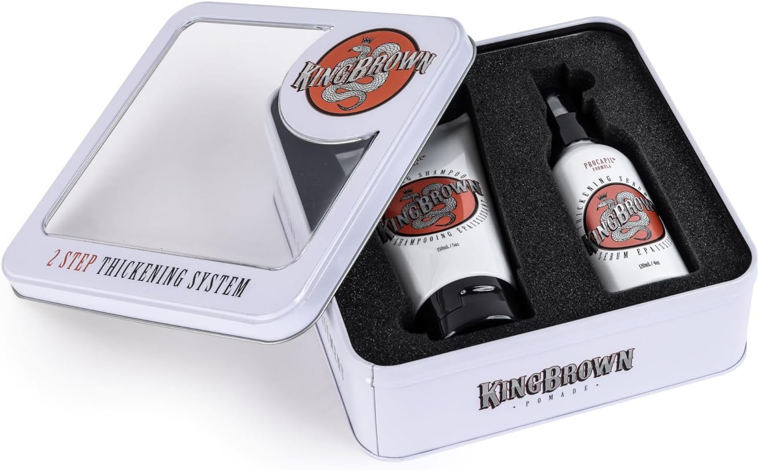King Brown 2 Step Thickening System - Hair Loss Prevention Shampoo and Serum, Helps Block DHT Absorbtion, Improves Microcirculation, Aids in Retention of Hair, 2 in 1 Kit. image number 1