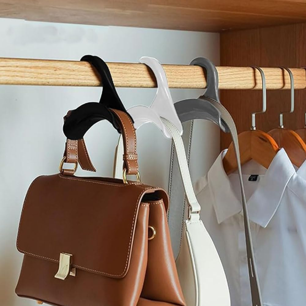 8 Pcs Handbag Hanger Hook, Handbag Hanger Organizer Storage,Used for Handbag,Shoulder Bag,Backpack, Scarf Belt, Closet Rod Hanger Tie Rack,Organizer Hooks Portable Bag Holders (White)