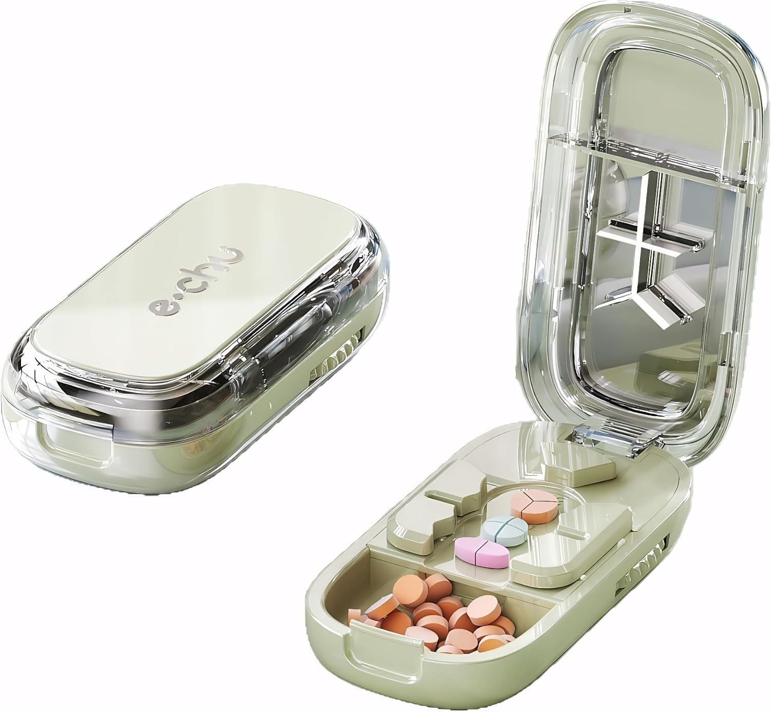 Adjustable Pill Cutter Splitter Tablet Cutter 1/2 1/3 1/4 for Small and Tiny Pills(Green)