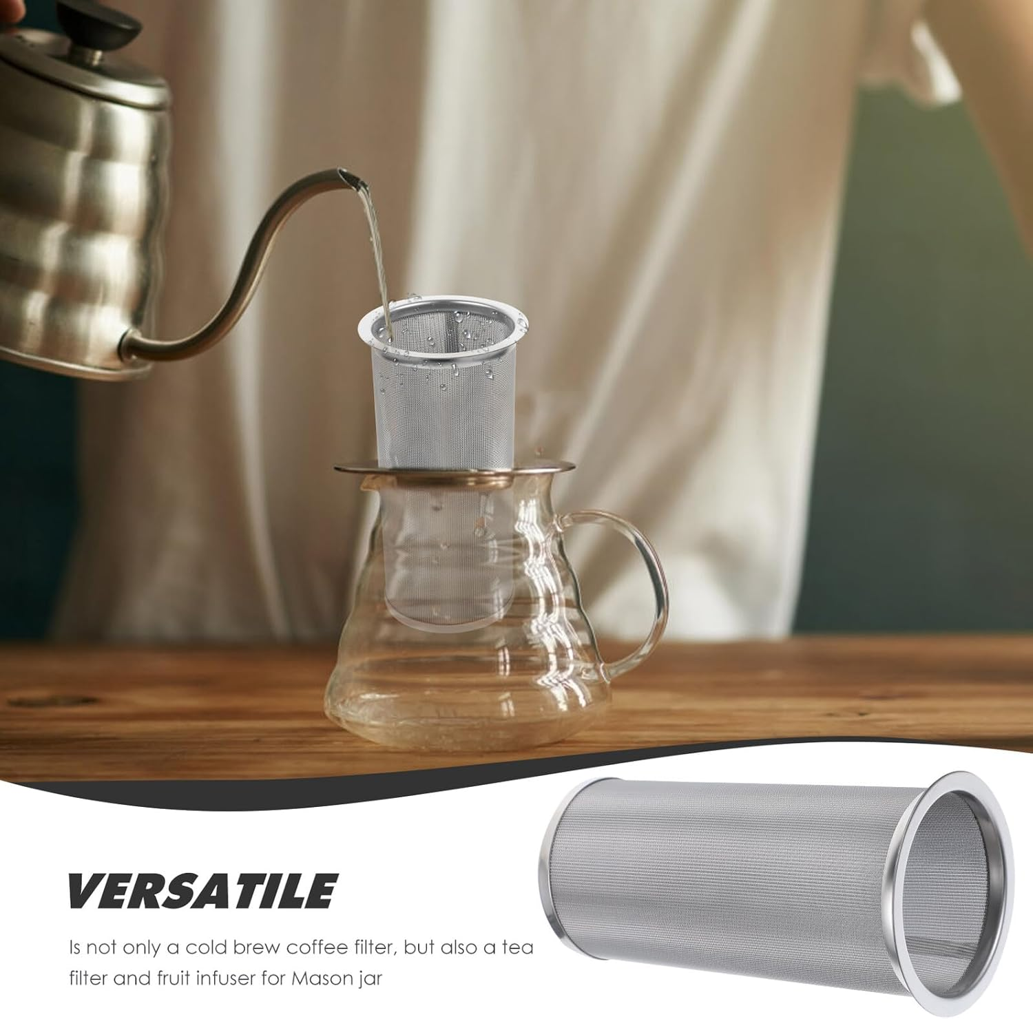 MALUGOGO Stainless Steel Tea Infuser Strainer for Loose Leaf Tea Reusable Mesh Filter with Evenly Distributed Portable Coffee and Juice Filter for Home and Travel image number 3