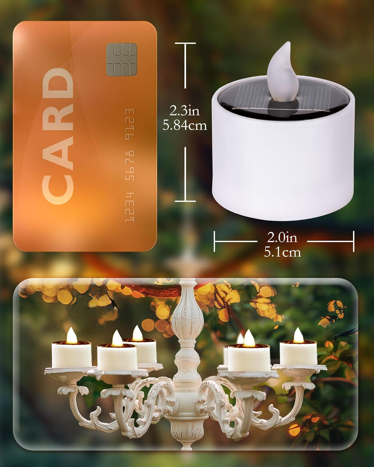 Homemory Solar Candles Outdoor Waterproof, Dusk to Dawn Outdoor Lighting, Reusable LED Tea Light Candles for Lantern Garden Camping and Home Decor, 2.3''X2'', Pack of 6 image number 3