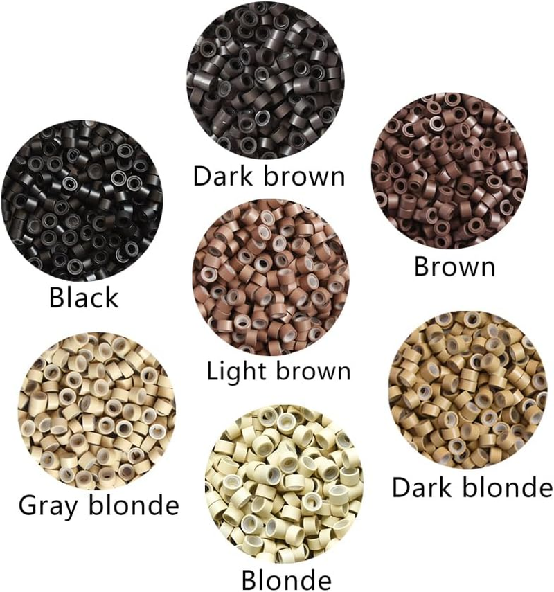 500Pcs 5.0X3.0X3.0Mm Silicone Micro Rings Links Beads for Hair Extensions (Light Brown) - Blonde image number 5