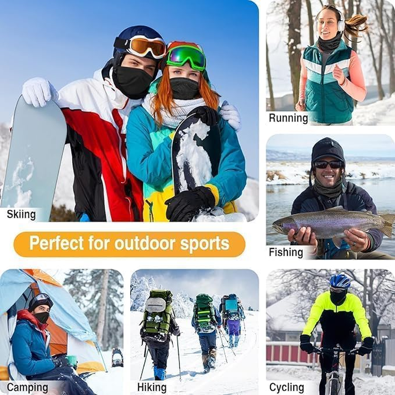 2 PCS Multi-Purpose Neck Gaiters, Breathable Protection against Sun, Wind & Dust, Fleece Neck Warmer Gaiter, Black & Grey, Adult Size, Thermal for Skiing, Snowboarding & Outdoor Activities AUPOINT image number 3