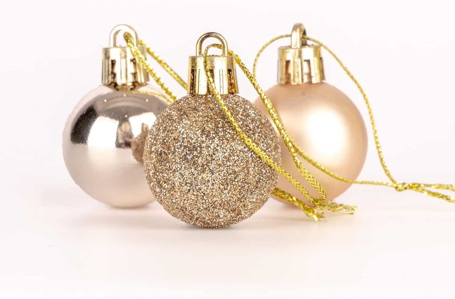 30Mm/12Pcs Christmas Baubles Shatterproof Champagne Gold, Christmas Tree Decorations Ball Ornaments Balls Xmas Hanging Decorations Holiday Decor - Shiny,Matte,Glitter image number 7
