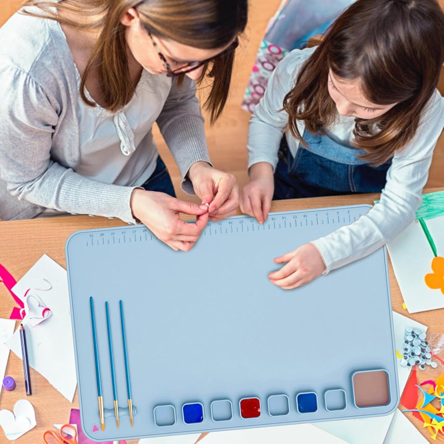 Silicone Mats for Crafts | 23Inchx16Inch Heat Resistant Silicone Crafting Mat Nonstick Nonslip - Easy Storage Washable Painting Products for Boys, Girls, Women, Men, Kids, Children image number 3