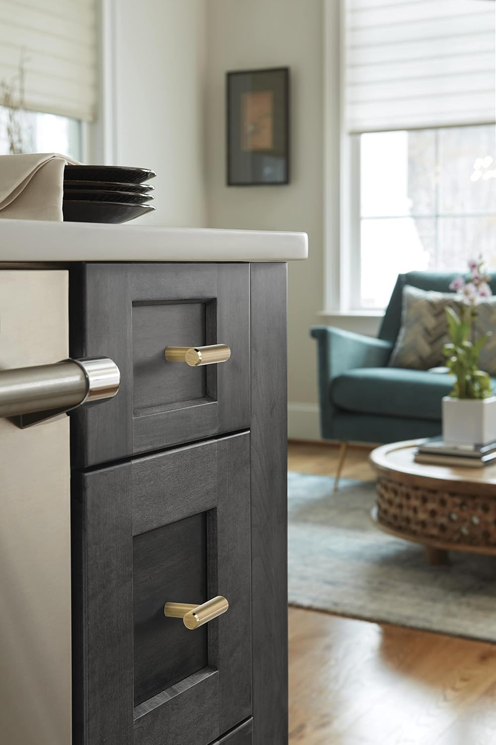 Amerock | Cabinet Knob | Champagne Bronze | 1-15/16 Inch (49 Mm) Length | Bar Pulls | 1 Pack | Drawer Knob | Cabinet Hardware image number 5